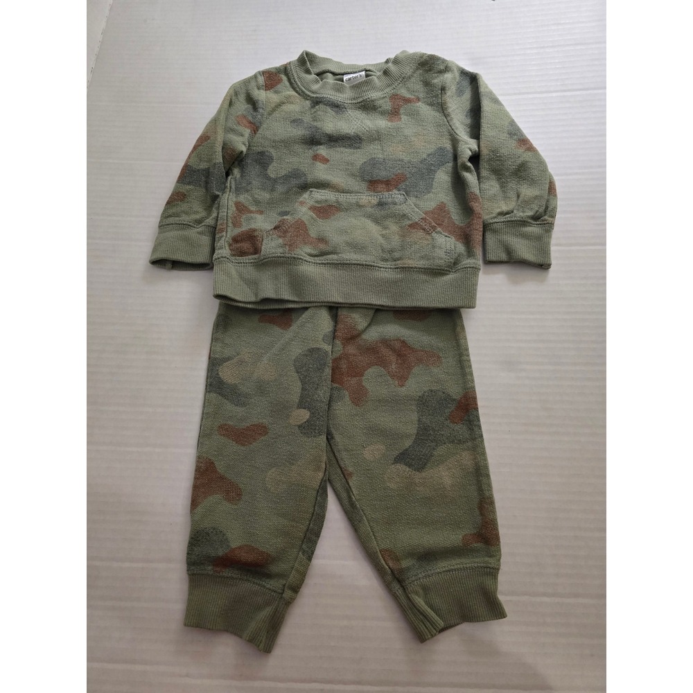 Carter's Baby Boys 6M Camo Sweatshirt and Jogger Pants 2-Piece Set Green Brown
